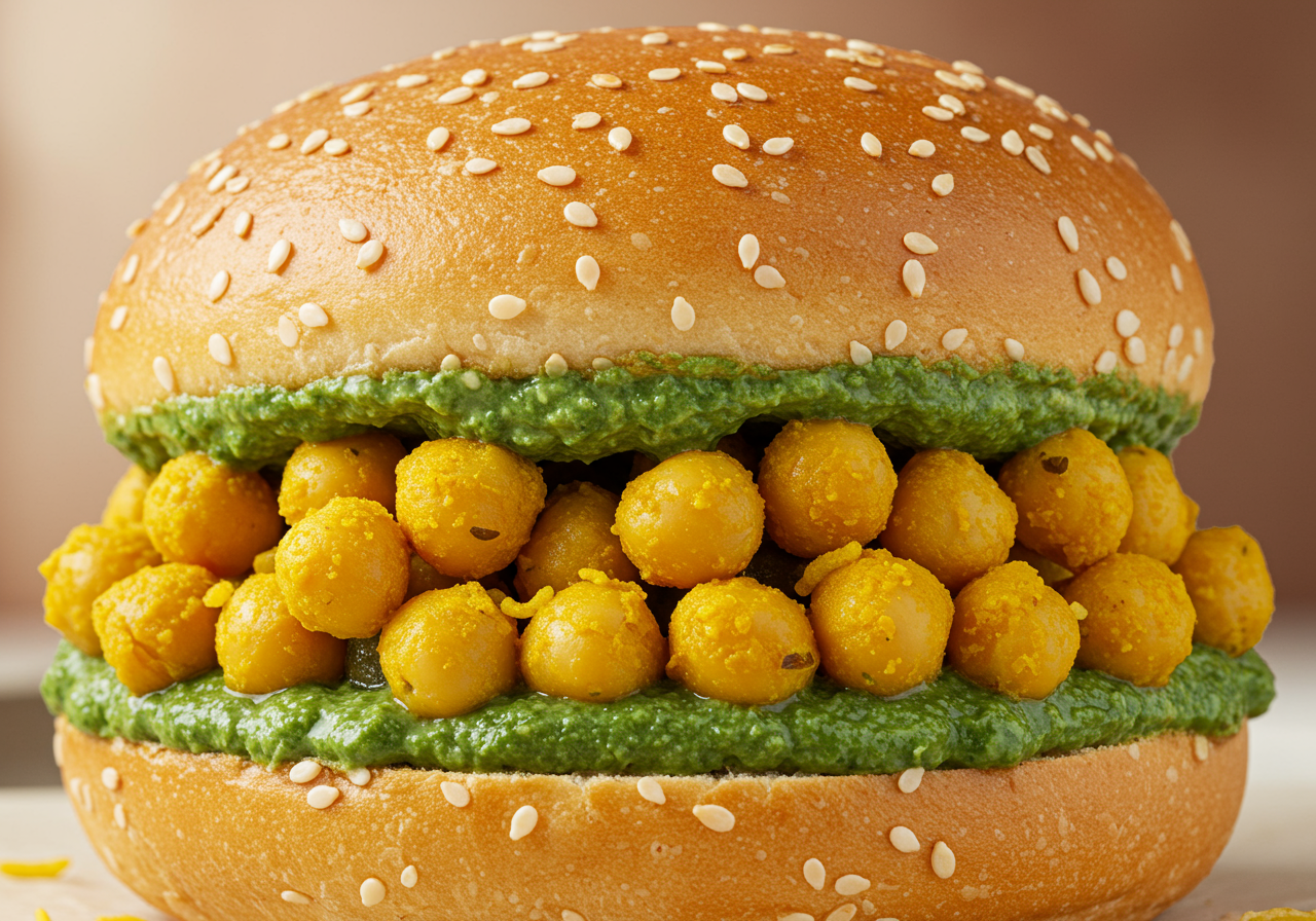 Spiced Chickpea Salad Sandwich with Mint Chutney