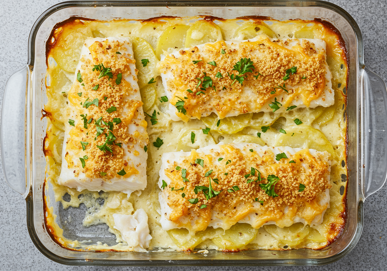 Cod au Gratin with Potatoes and Cheese