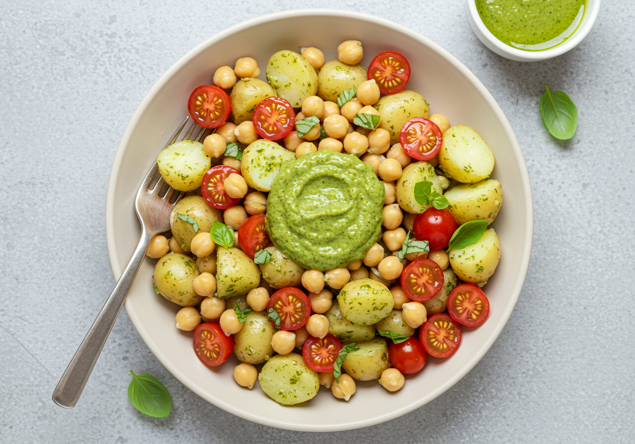 Italian Chickpea & Potato Salad with Basil Vinaigrette