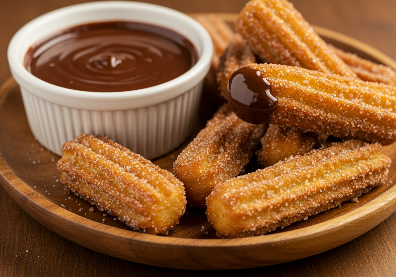 Churro Bites with Chocolate Dipping Sauce (Mexican)