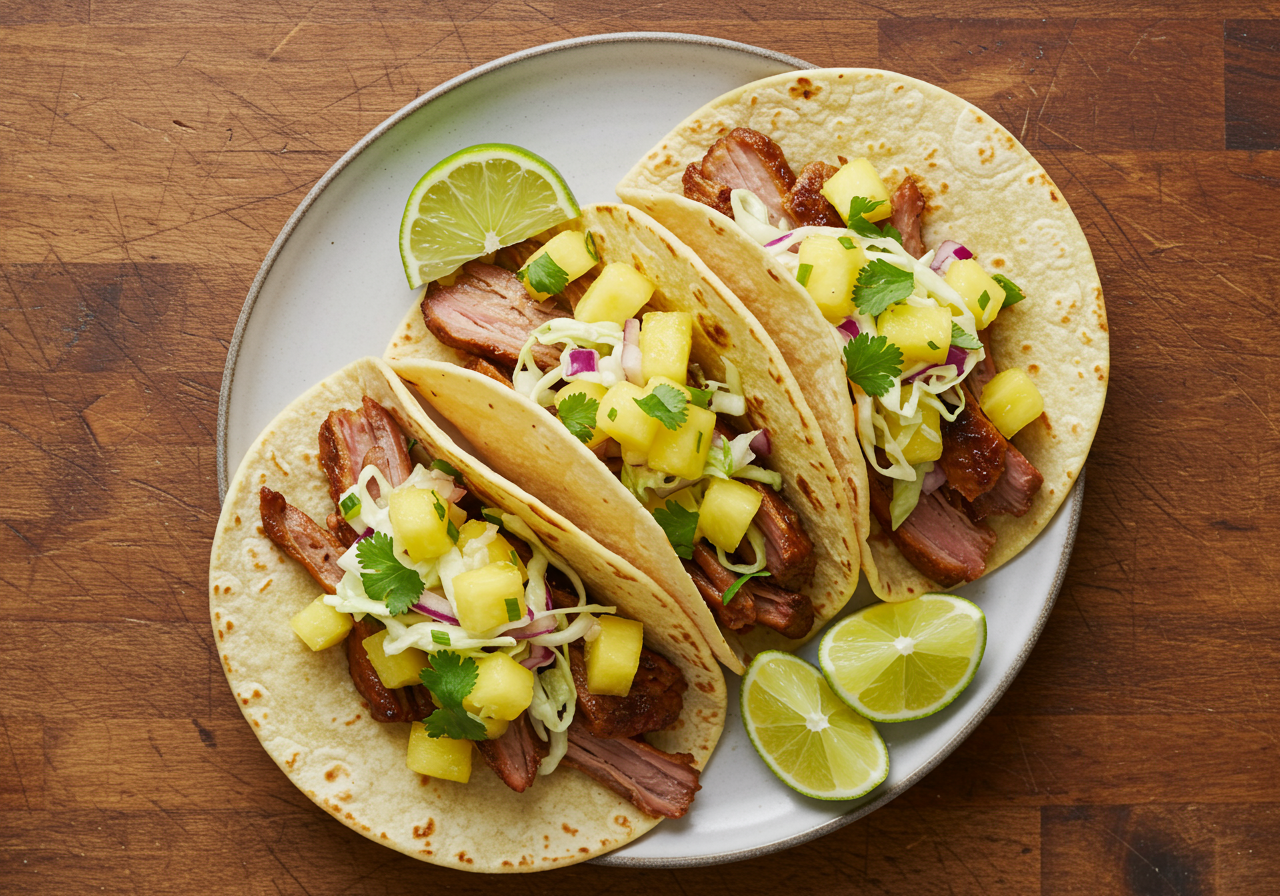 Pork and Pineapple Tacos with Slaw