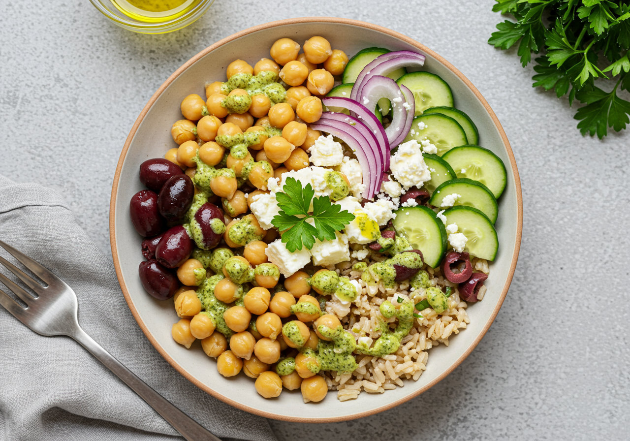 Mediterranean Chickpea and Rice Bowls