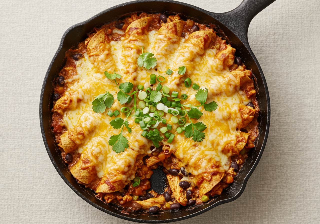 Chicken and Black Bean Enchilada Bake