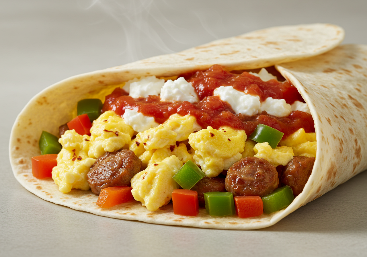 Low-Sodium Cottage Cheese Breakfast Burrito