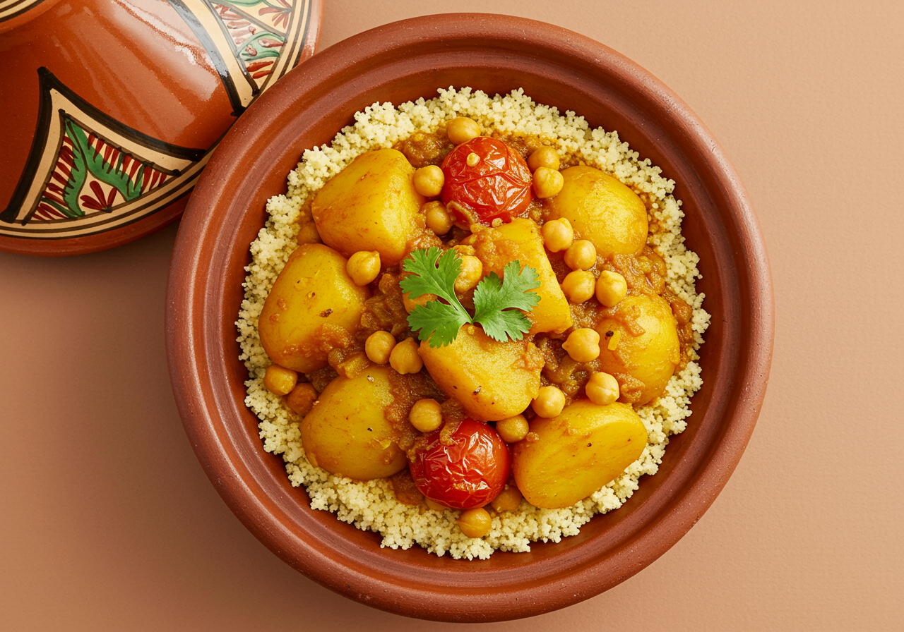 Moroccan Potato, Chickpea, and Tomato Tagine Bowl