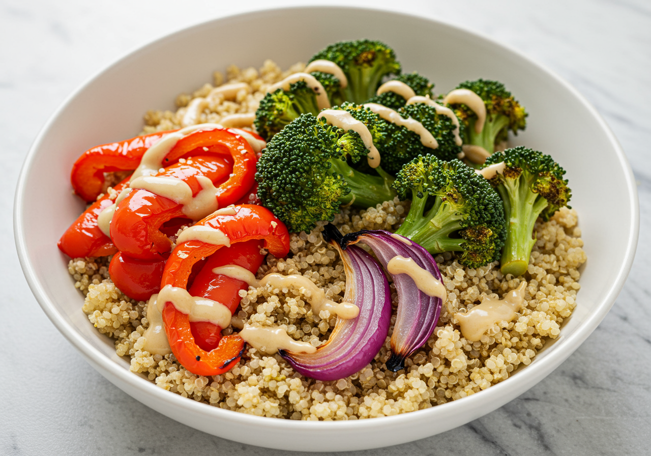 Mediterranean Quinoa Bowl with Roasted Vegetables