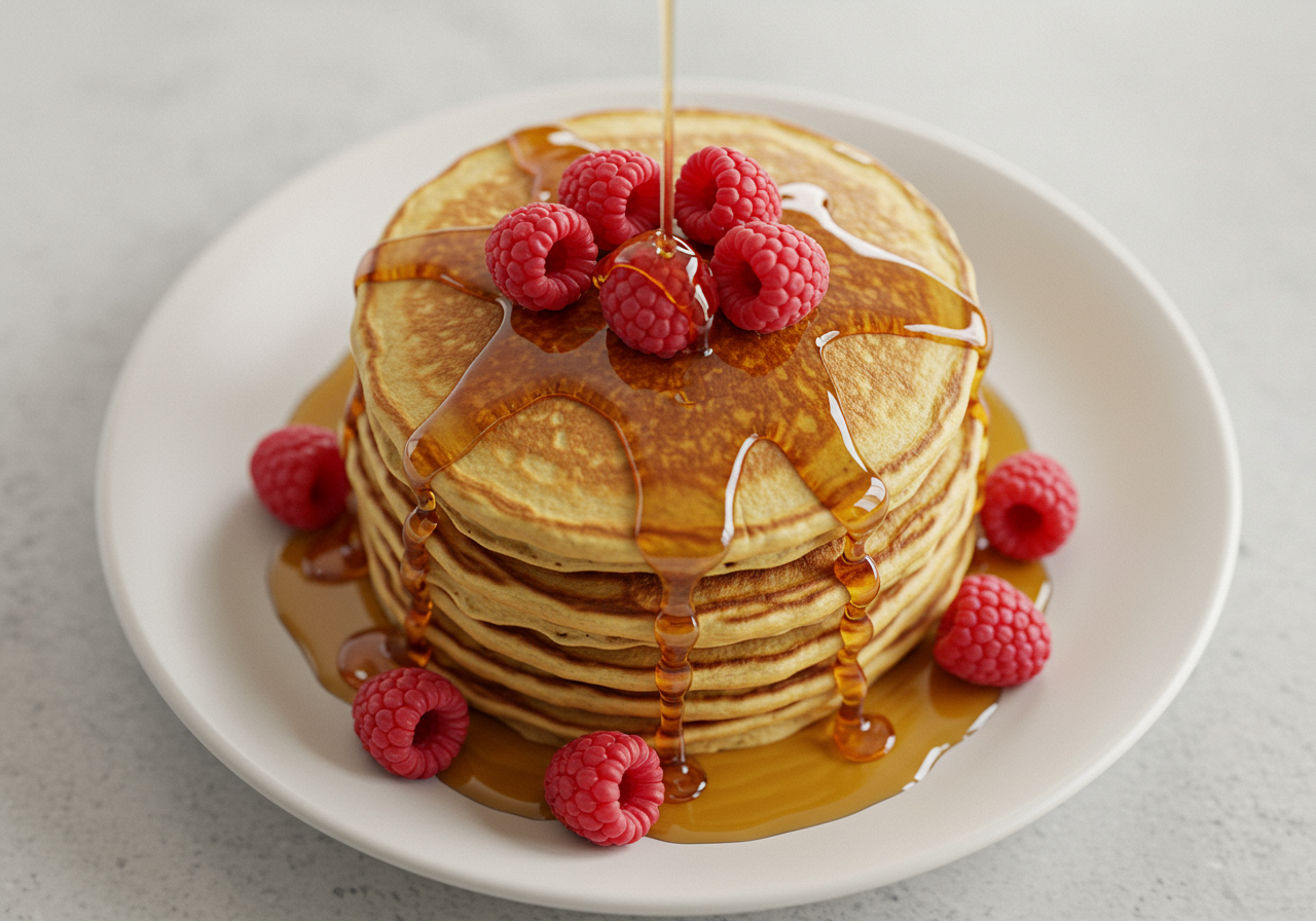 Quick Morning Pancakes with Syrup
