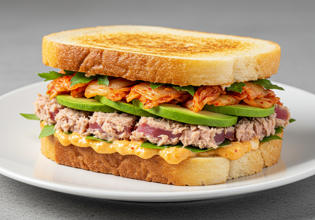 High Protein Tuna and Kimchi Sandwich