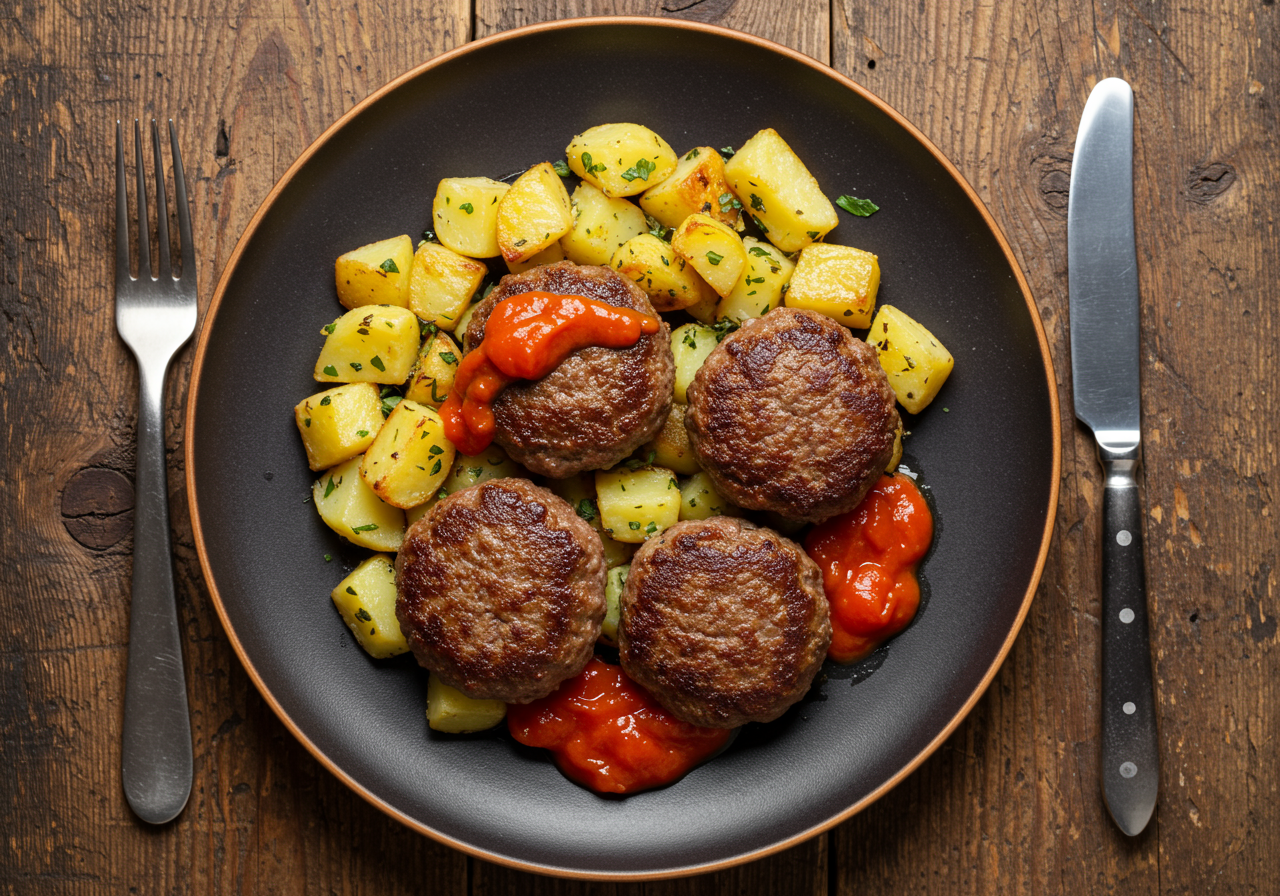 Italian Easter Lamb Patties with Pan Fried Potatoes