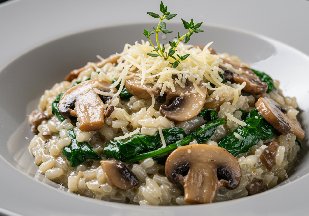 Creamy Mushroom and Spinach Risotto