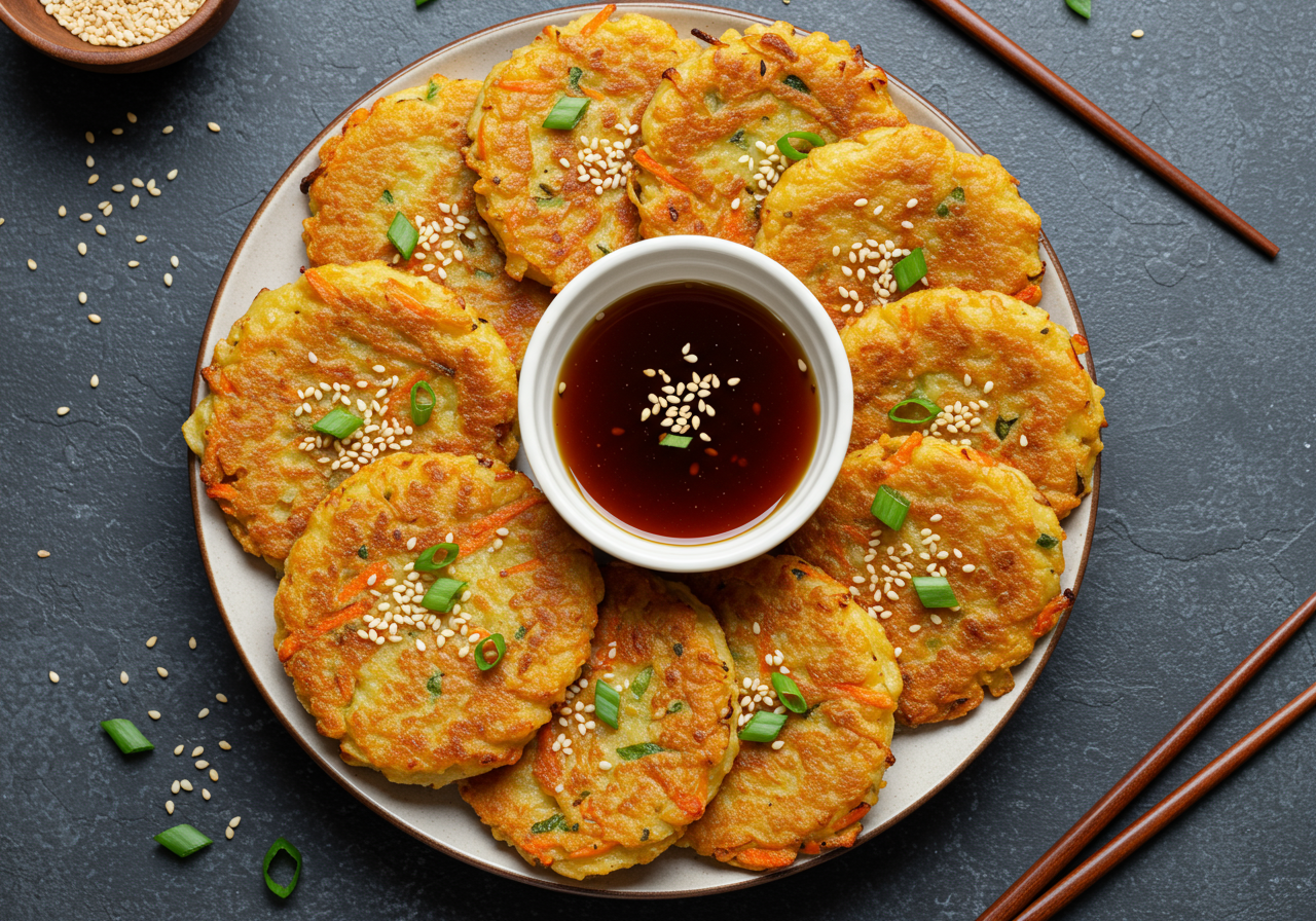 Spicy Korean Potato and Carrot Pancakes