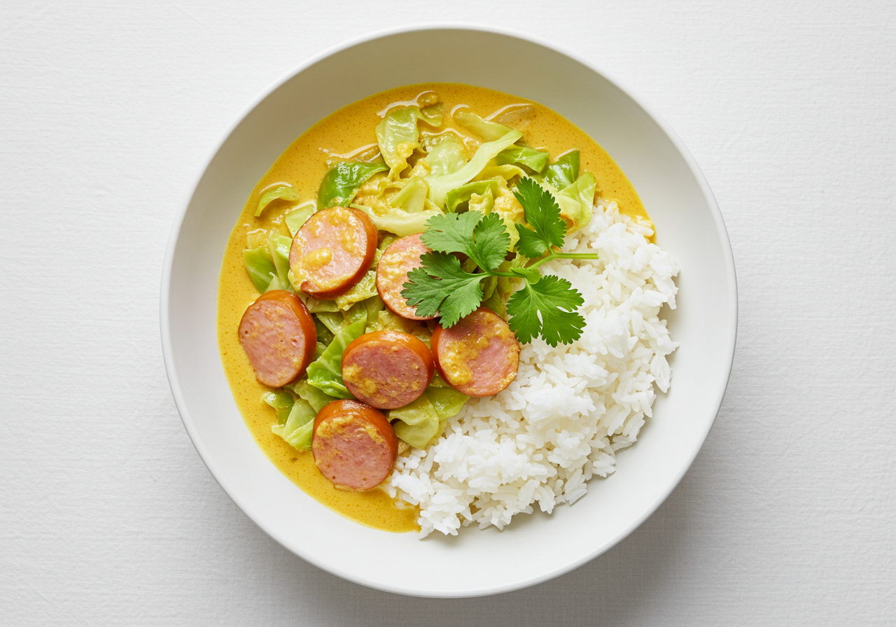 Thai Coconut Cabbage and Sausage Curry