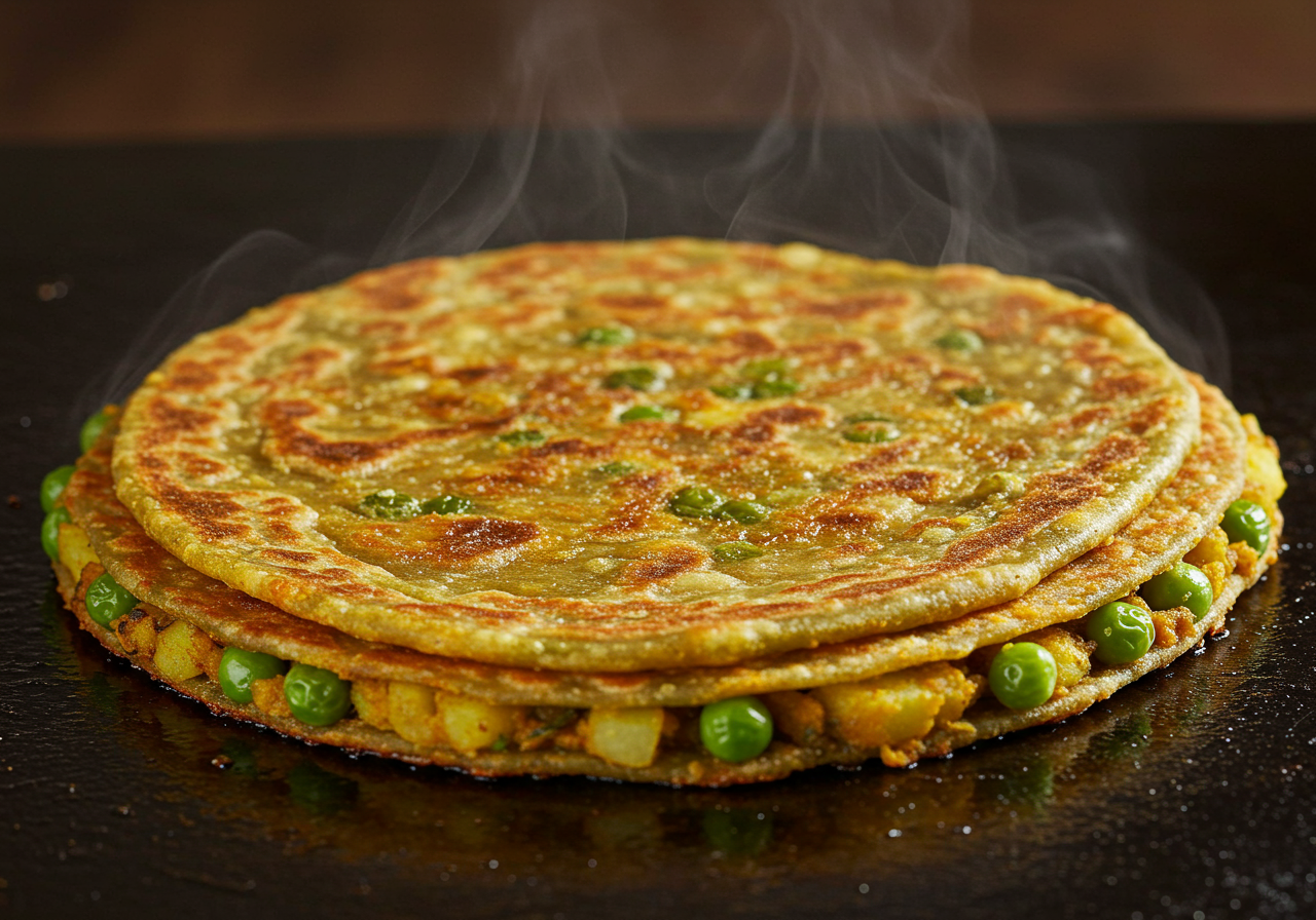 Spiced Potato and Pea Paratha