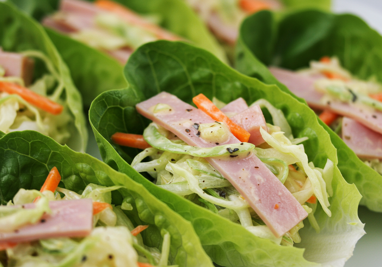 Ham and Cabbage Salad Rolls
