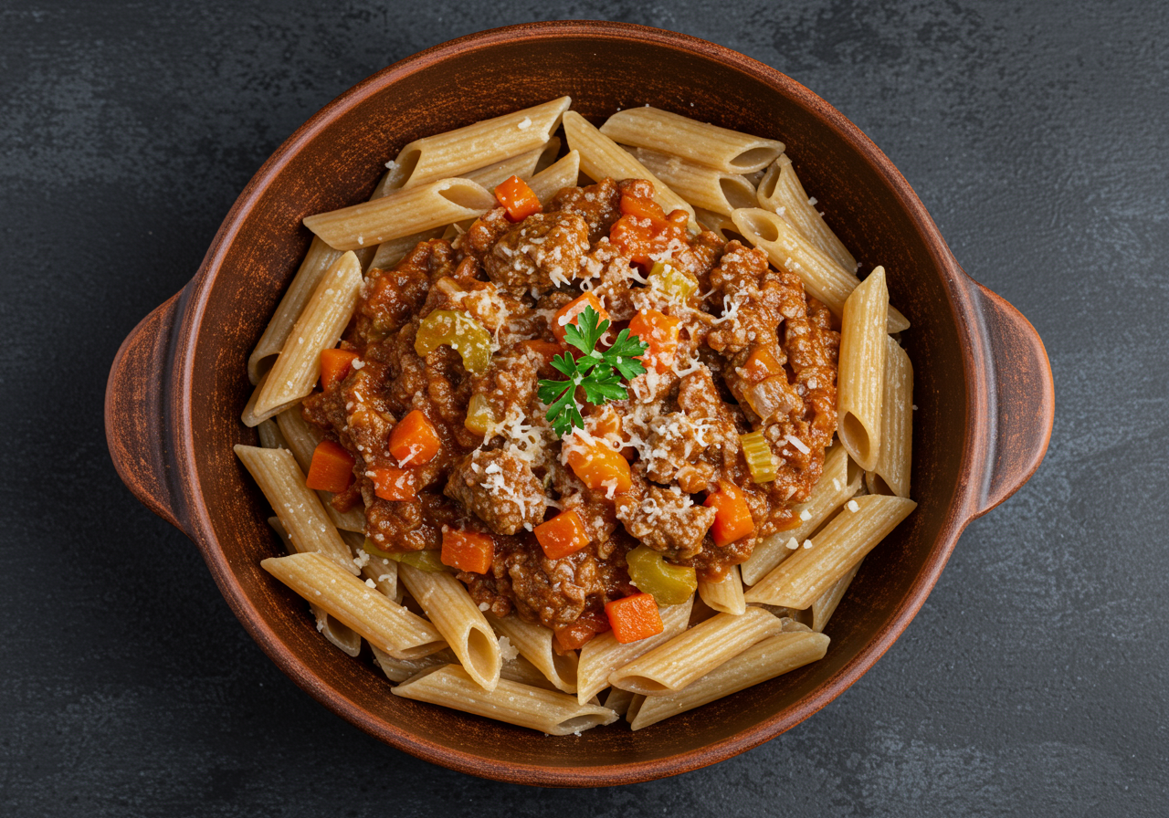 Lean Beef Ragu with Whole Wheat Pasta