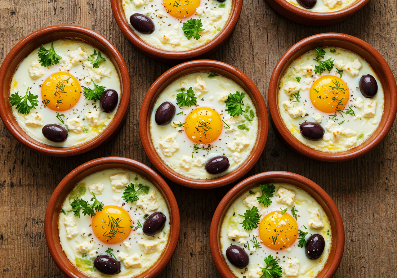 Mediterranean Baked Eggs with Feta and Olives