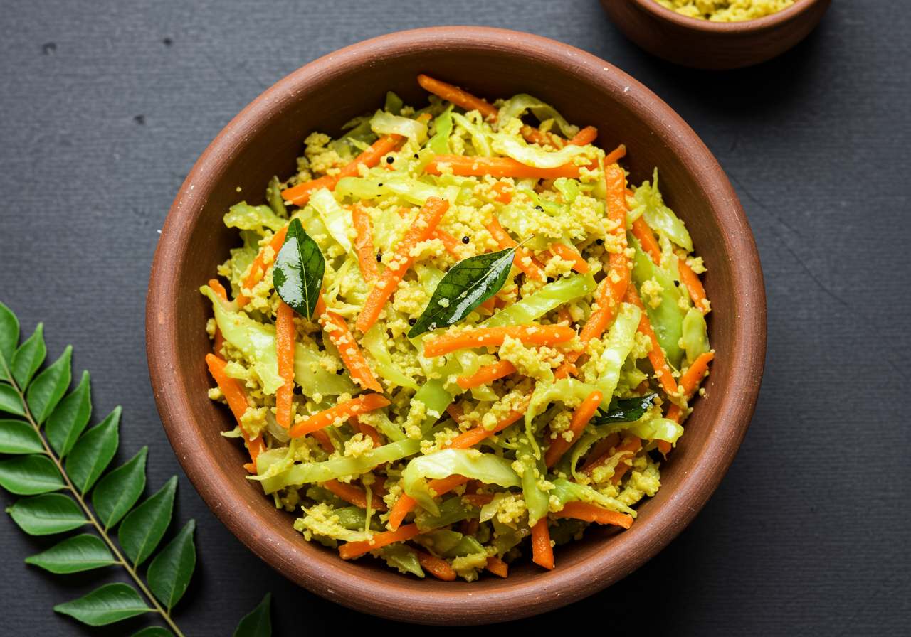 Cabbage and Carrot Thoran with Coconut