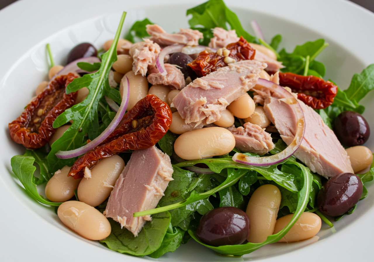 High-Protein Italian Tuna and White Bean Salad with Arugula