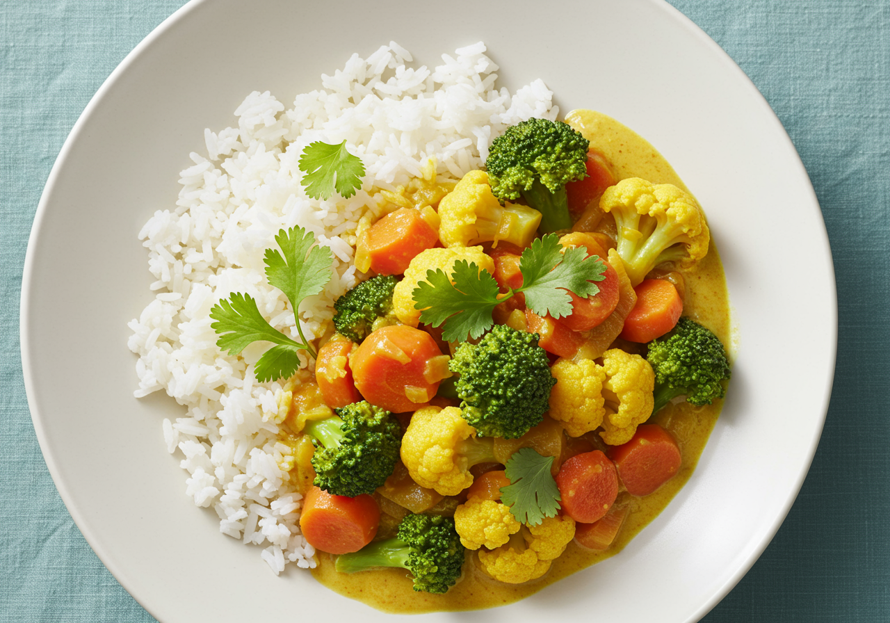Low-Fat Vegetable Curry with Rice