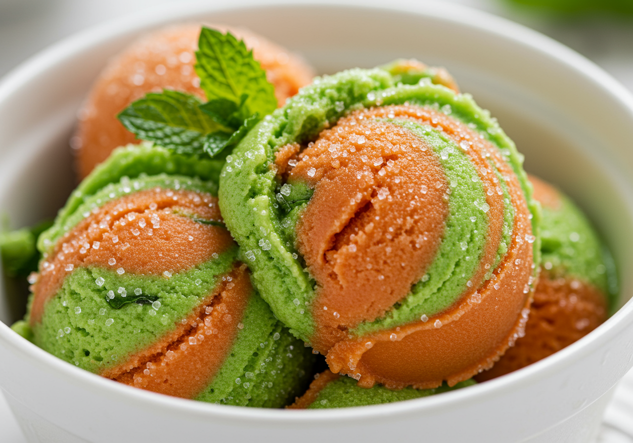 Kiwi-Mango Sorbet Swirl