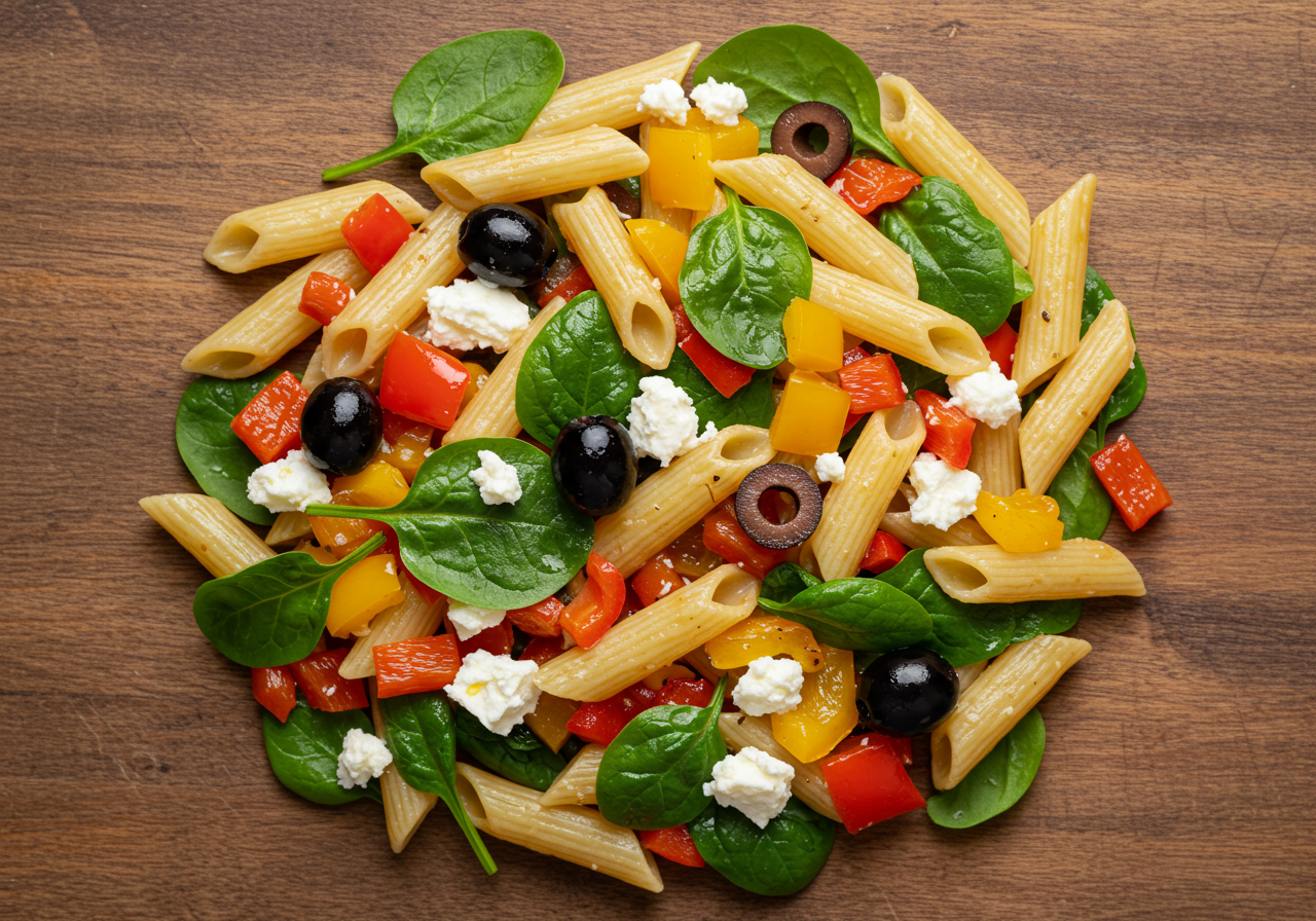 Mediterranean Pasta Salad with Feta and Olives