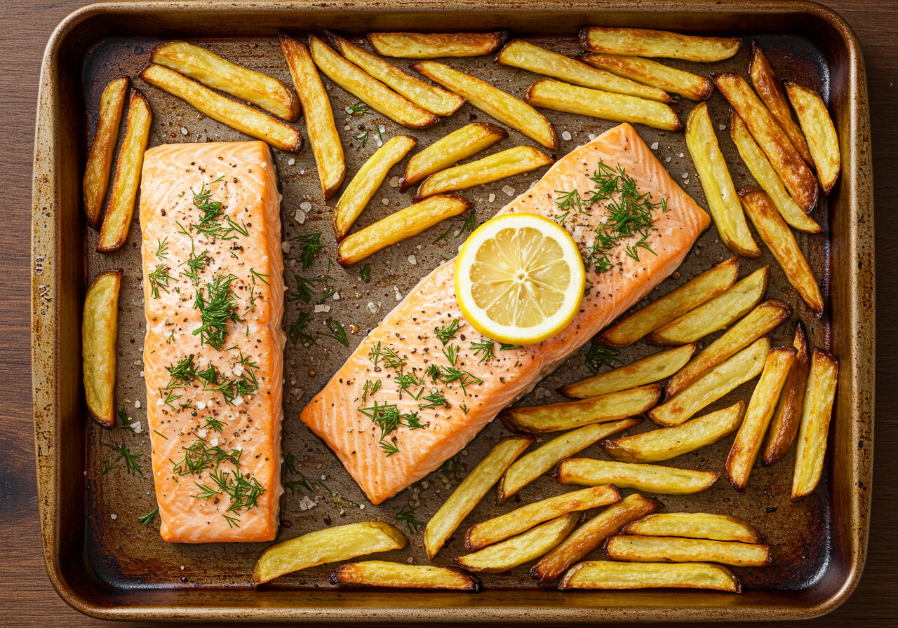 Baked Salmon with Roasted Fries