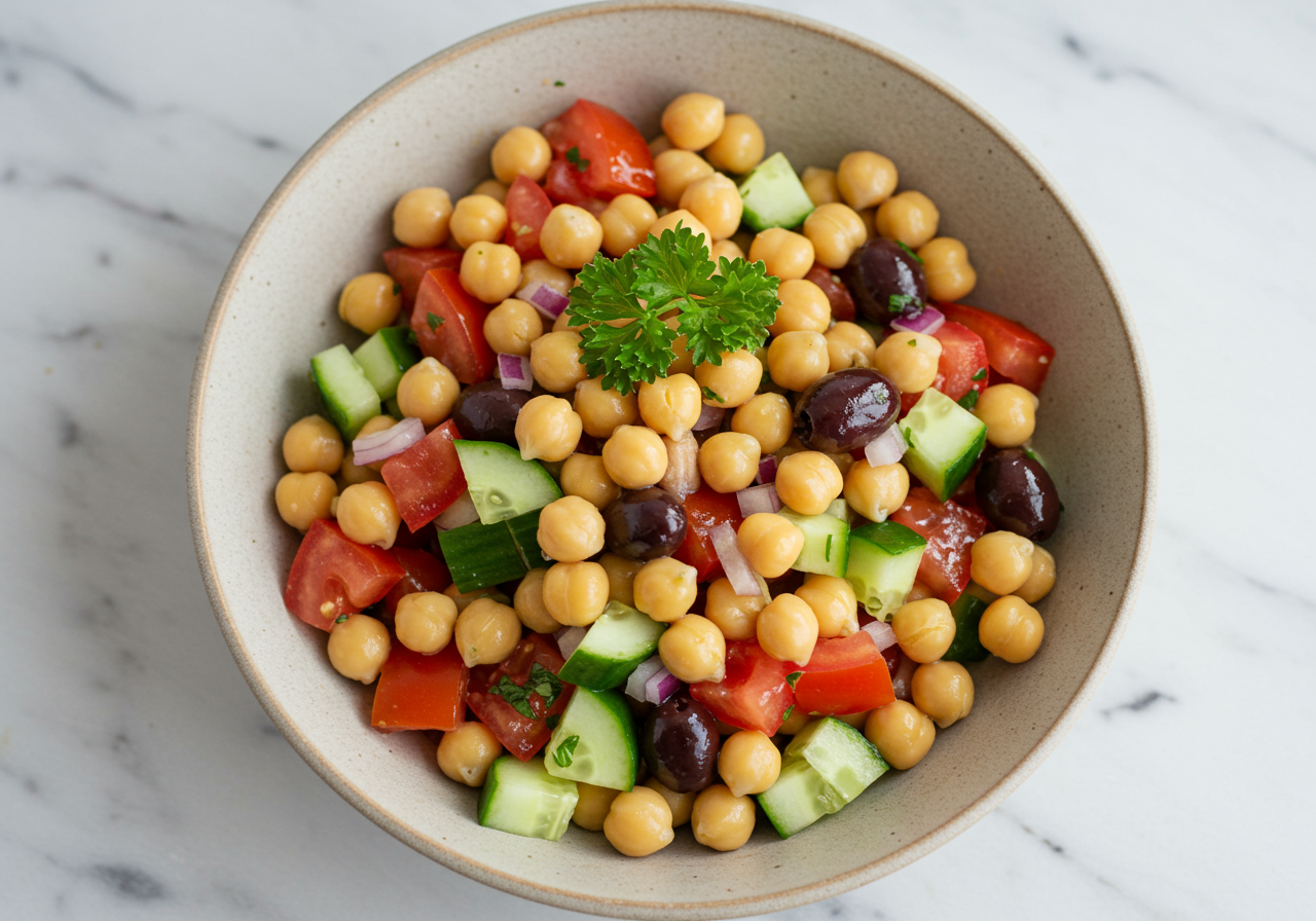 Zesty Mediterranean Chickpea and Tomato Salad