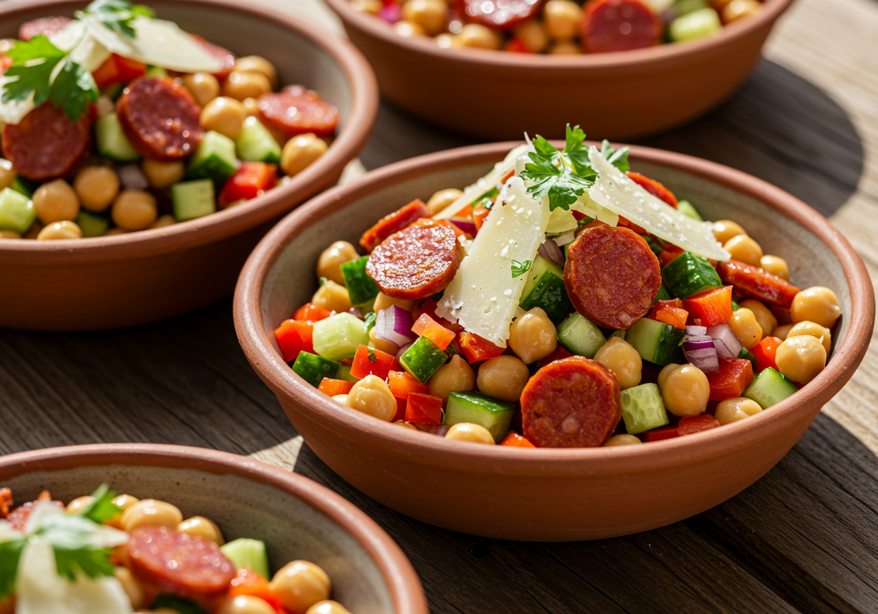 Spanish Chickpea and Chorizo Salad Bowls