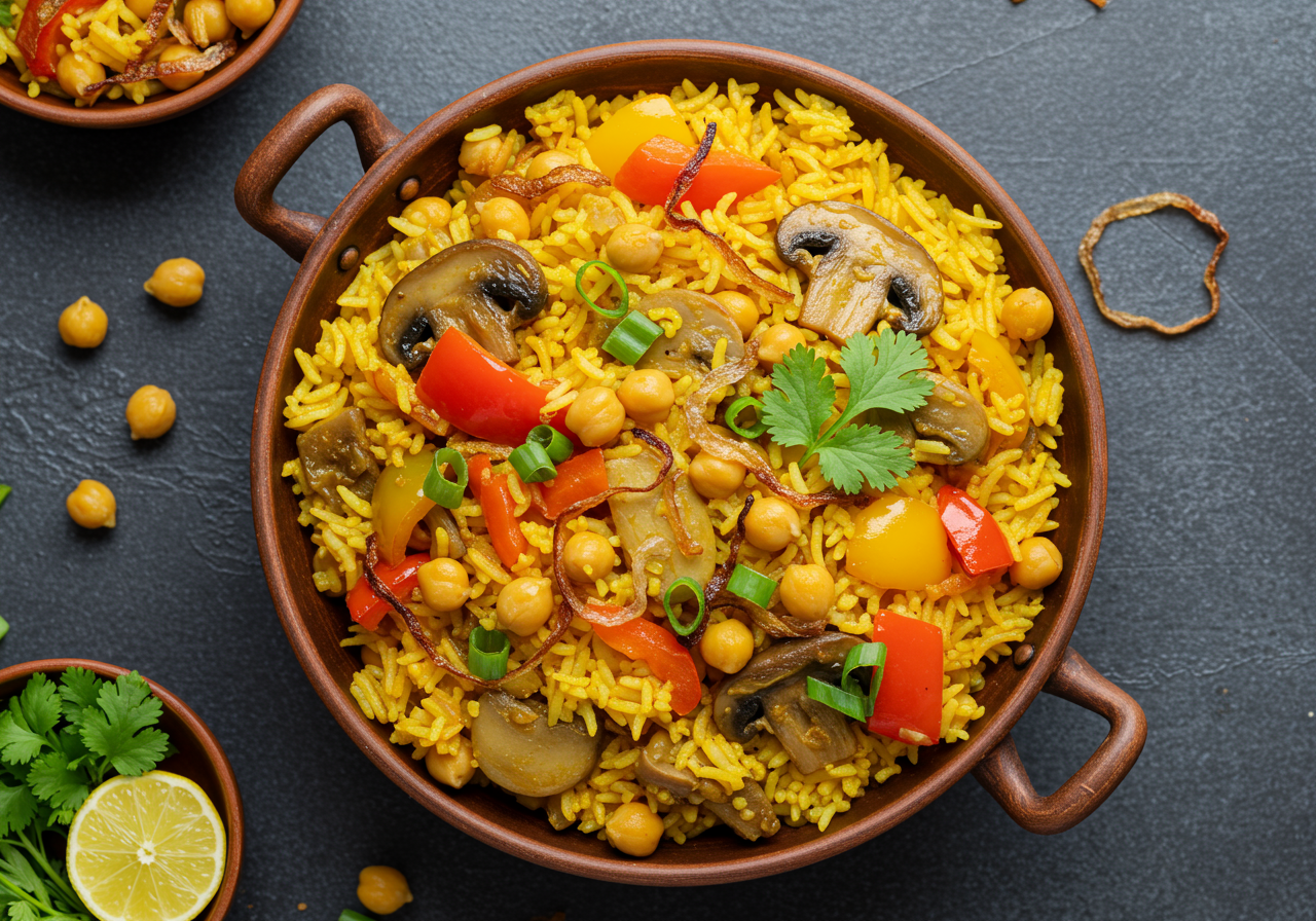 Spiced Chickpea and Vegetable Biryani