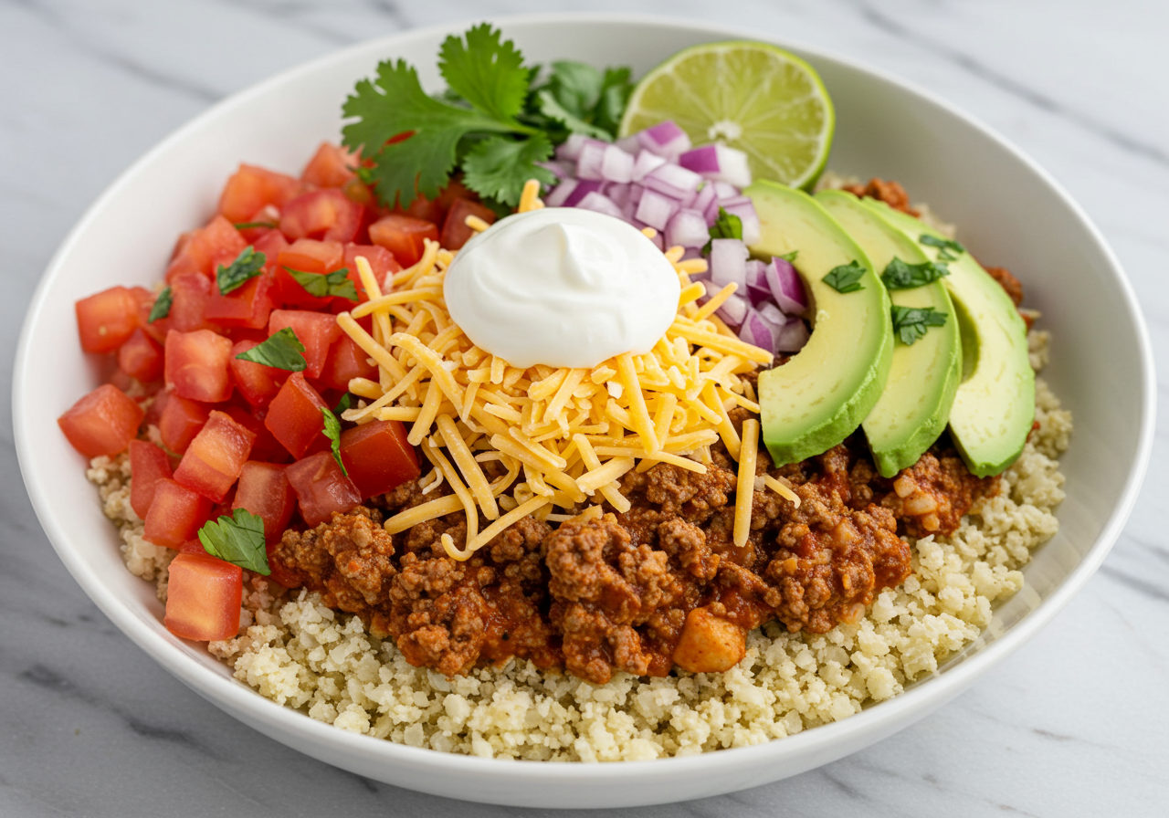 Mexican Cauliflower Rice Bowls with Lime Crema