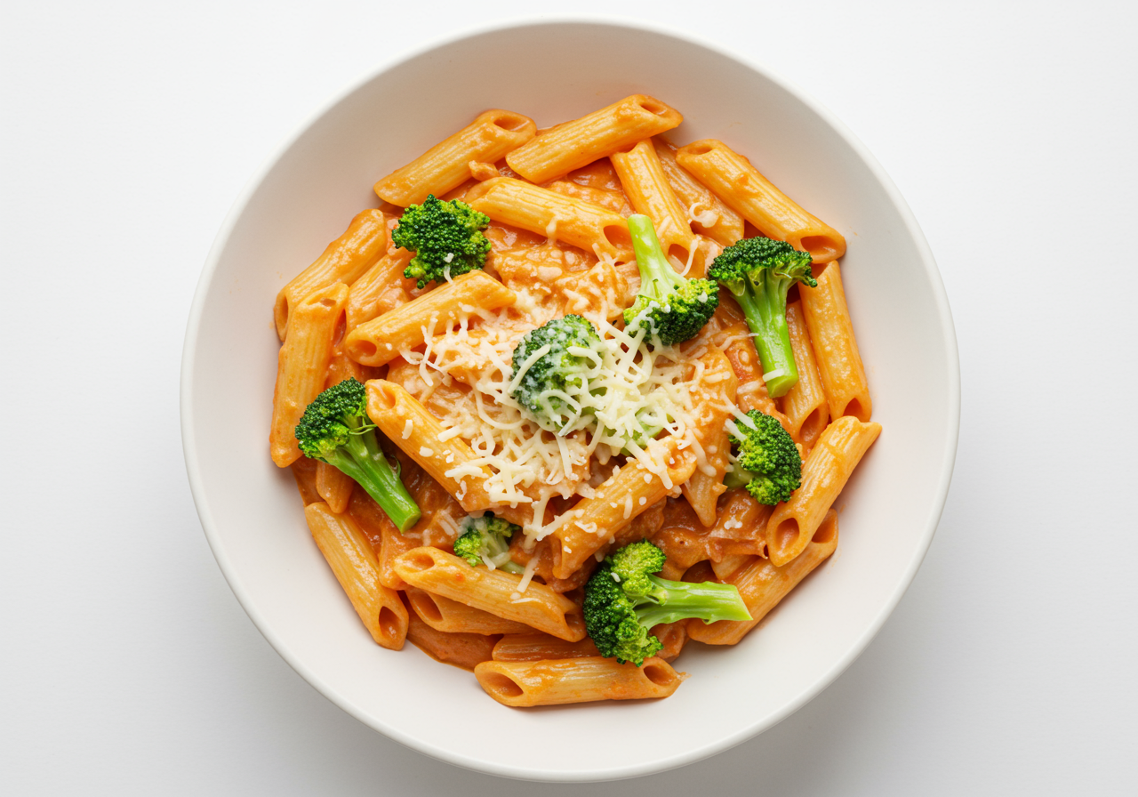 Creamy Tomato and Broccoli Pasta Alfredo (French Inspired)