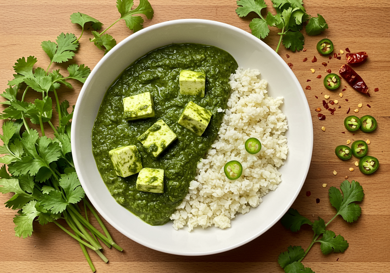 Palak Paneer with Cauliflower Rice