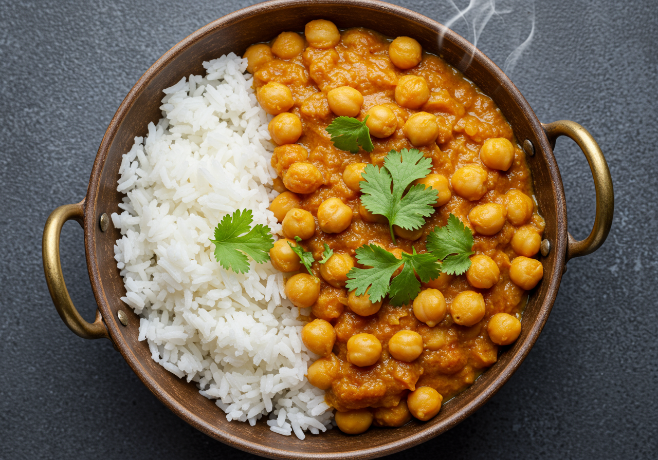 Indian Spiced Chickpea Curry with Rice