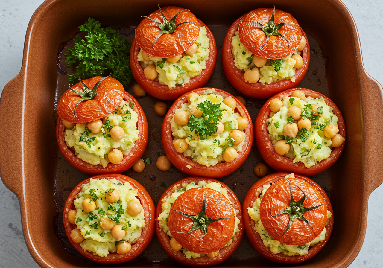 Chickpea & Potato Stuffed Tomatoes