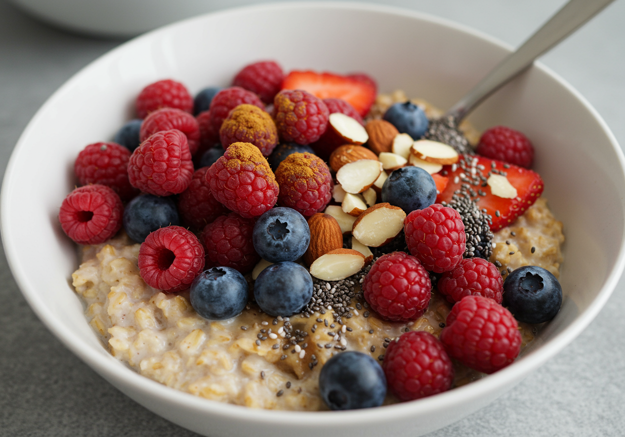 High-Protein Oatmeal with Berries and Nuts