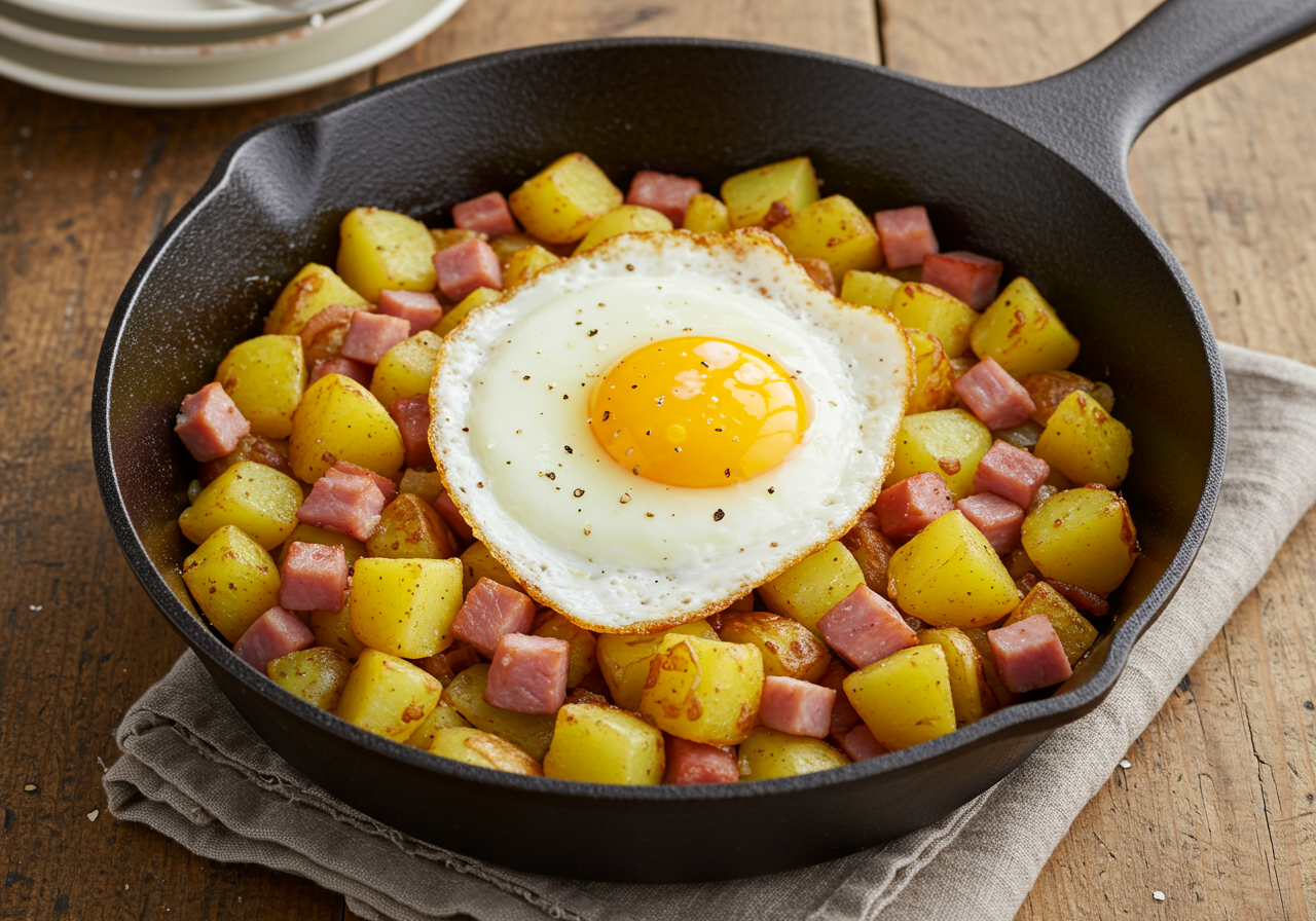 Egg and Potato Hash with Ham