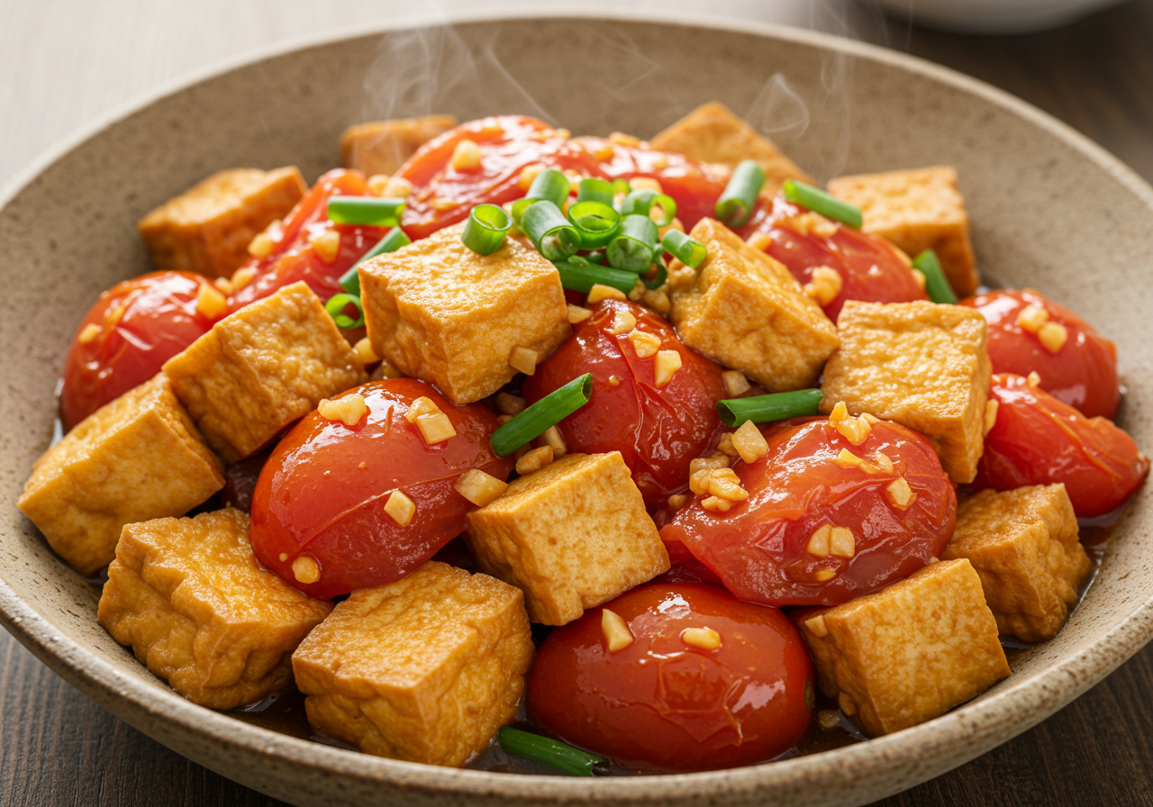 Korean Tomato & Tofu Stir-fry (Dubu Kimchi Inspired)