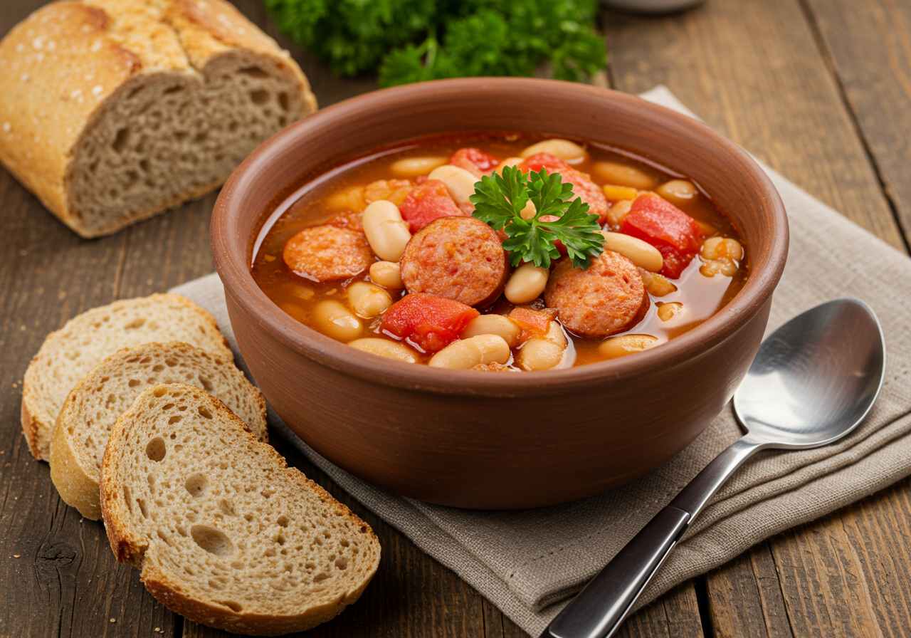 Sausage and Bean Soup with Crusty Bread
