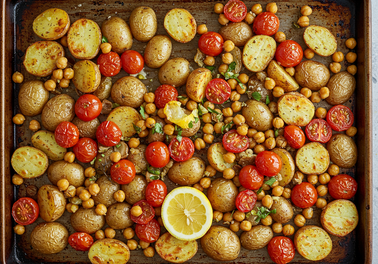 Tomato, Potato & Chickpea Medley with Lemon-Herb Dressing