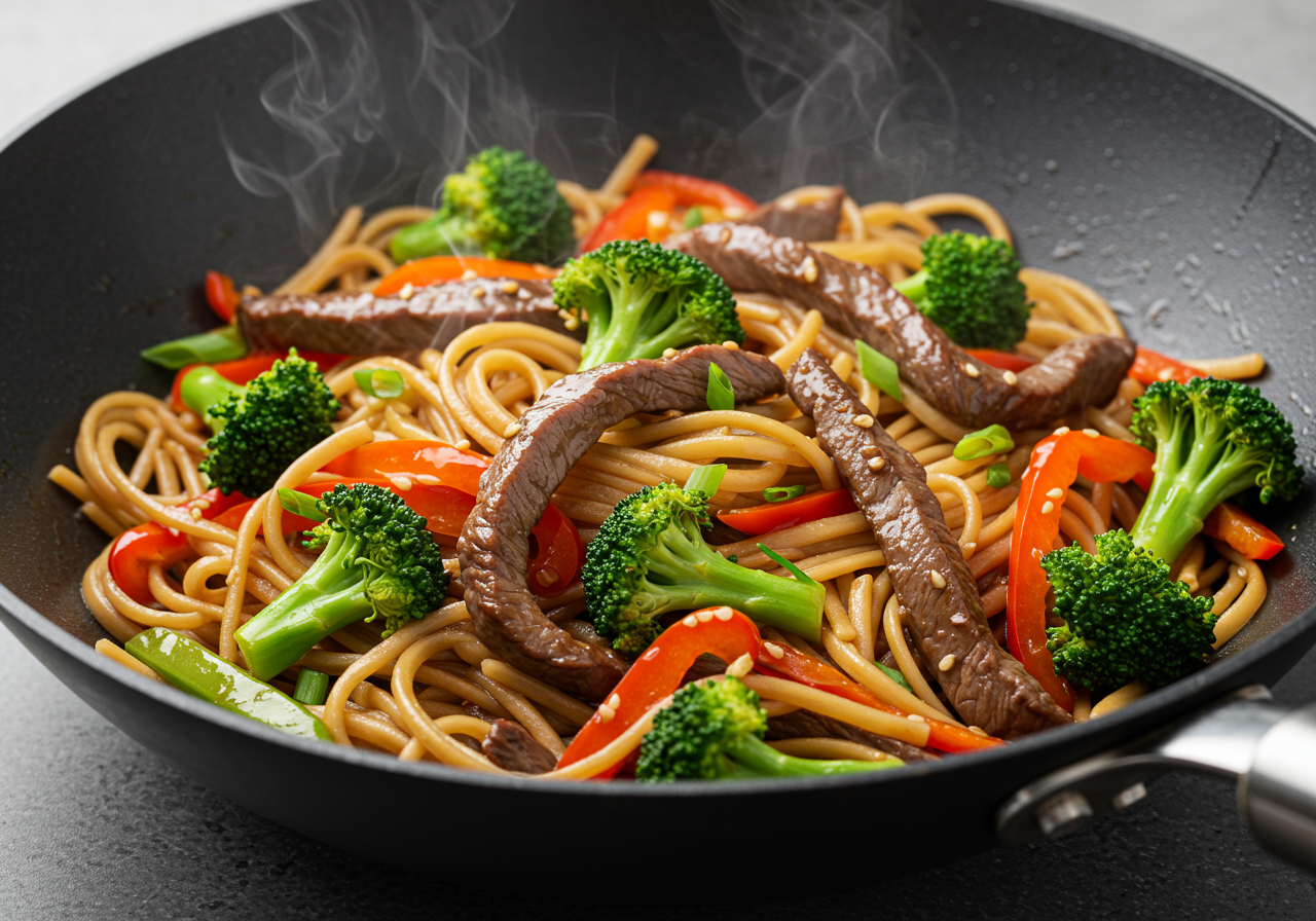 Moose Meat Stir-Fry with Noodles