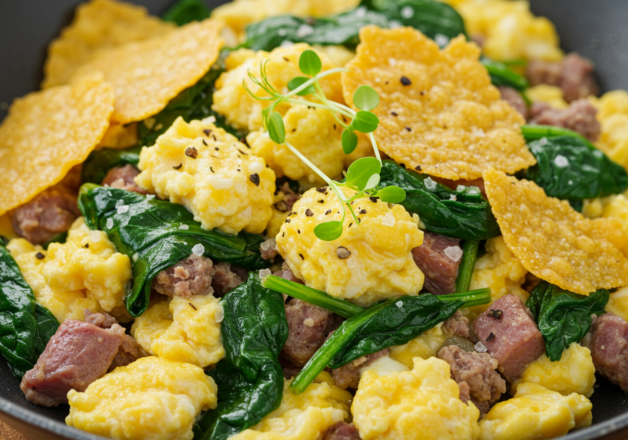 Venison and Cheese Crisps Scramble