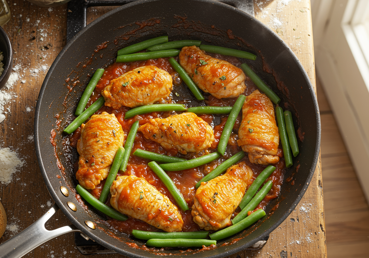 Chicken and Green Bean Skillet with Tomato Sauce
