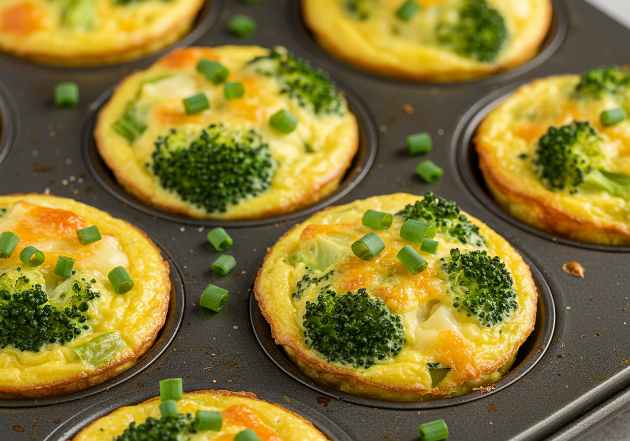 Gourmet Broccoli and Gruyere Frittata Bites with Roasted Garlic