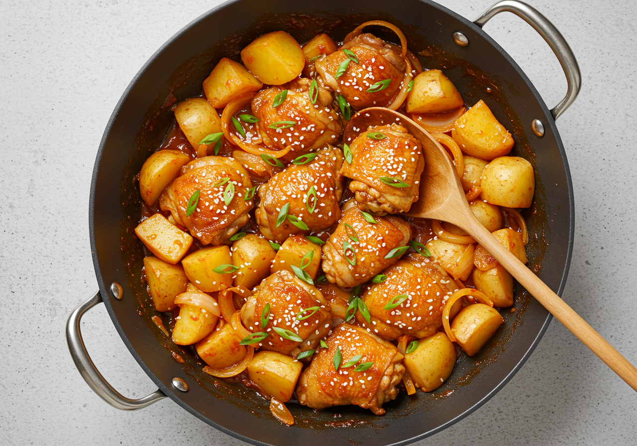 Korean-Inspired Chicken and Potato Stir-Fry