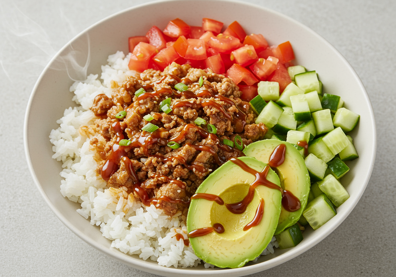 Pork and Veggie Rice Bowl