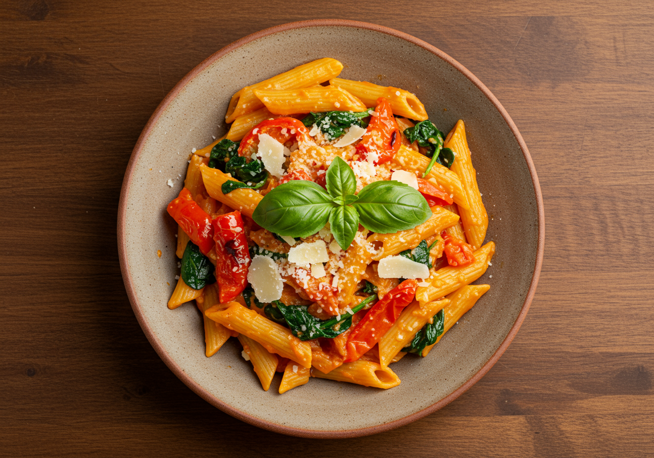 Pasta Primavera with Roasted Mini Bell Peppers