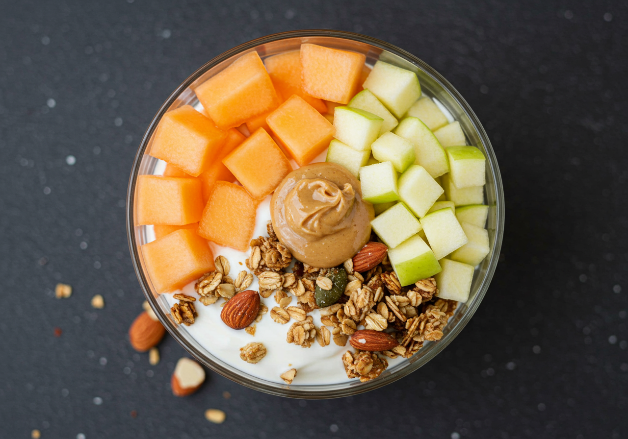 Elevated Yogurt Parfait with Peanut Butter, Honey, and Granola