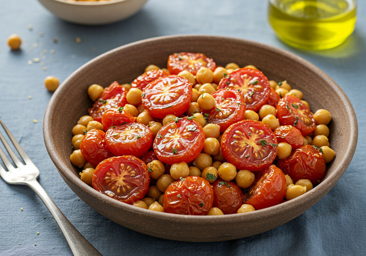 Roasted Tomato & Chickpea Salad with Lemon-Herb Dressing