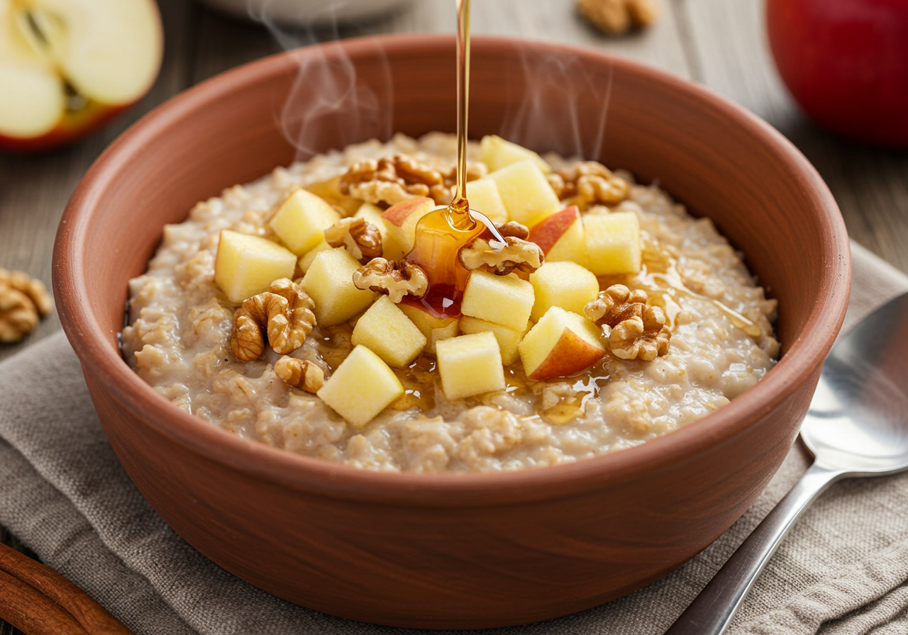 Canadian Maple Oatmeal with Apple and Walnuts