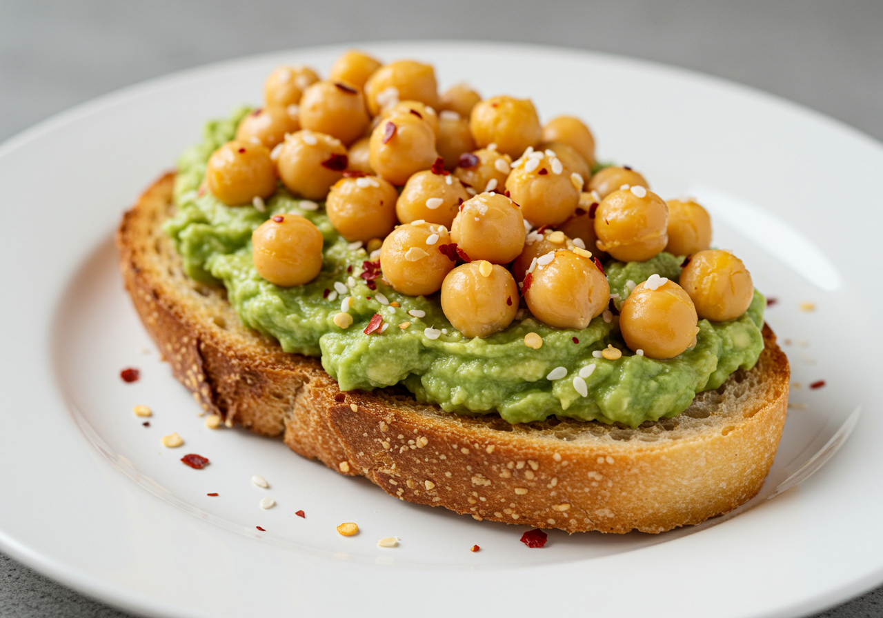 Chickpea & Avocado Toast with Everything Bagel Seasoning